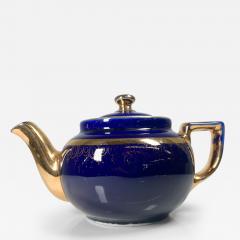 Vintage Modern Decorative Cobalt Blue and Gold HALL China Tea Pot USA - 3033854