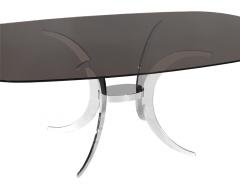 Vintage Modern Dining Table with Sculpted Metal Base Table and Smoked Glass Top - 3626265