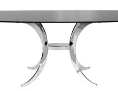 Vintage Modern Dining Table with Sculpted Metal Base Table and Smoked Glass Top - 3626267