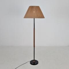 Vintage Modern Floor Lamp in Black Teak Rattan Finland 1960s - 4637282
