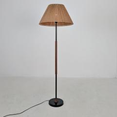 Vintage Modern Floor Lamp in Black Teak Rattan Finland 1960s - 4637283