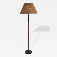 Vintage Modern Floor Lamp in Black Teak Rattan Finland 1960s - 4642496
