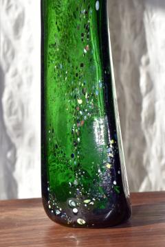 Vintage Modern Free Form Green Art Glass Vase Budveszel Gyula Hungary 1990s - 4816268