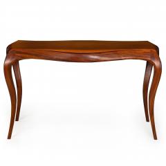 Vintage Modernist Serpentine Mahogany Console Table 20th century signed - 4499870