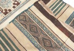Vintage Moroccan Geometric Green Handmade Wool Kilim Rug - 3582444