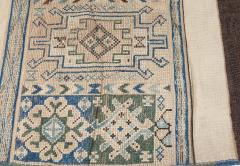 Vintage Moroccan Geometric Green Handmade Wool Kilim Rug - 3582447