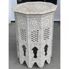 Vintage Moroccan Mother of Pearl Inlaid Taboret Side Table - 3523199