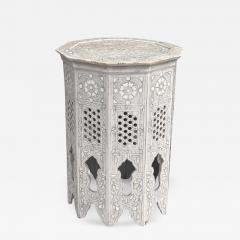 Vintage Moroccan Mother of Pearl Inlaid Taboret Side Table - 3527786
