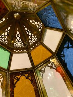 Vintage Moroccan Multi Colored Glass Lantern a Pair - 3563240
