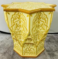 Vintage Moroccan Yellow White Side or End Table in Star Shape a Pair - 2866123