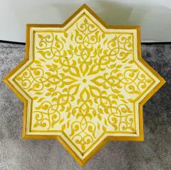 Vintage Moroccan Yellow White Side or End Table in Star Shape a Pair - 2866138