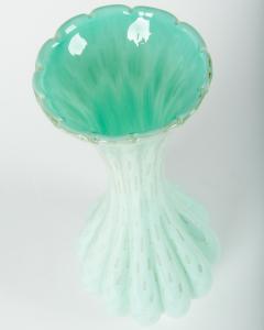 Vintage Murano Glass Fluted Vase Sea Mist  - 314285
