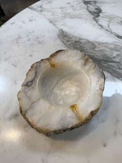 Vintage Natural Edge Marble Ashtray White Gray Veined Stone - 4725783
