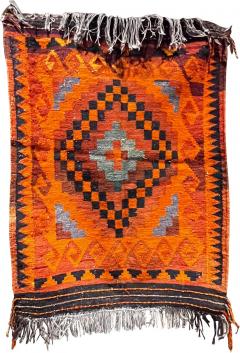 Vintage Navajo Textile Wall Art Hanging Tapestry Vibrant Orange - 3196600