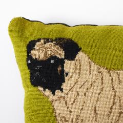 Vintage Needlepoint Pug Pillow - 3483036