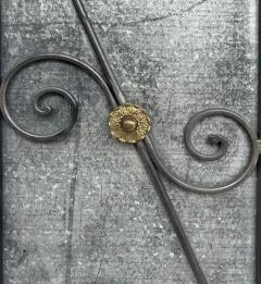 Vintage Neo classical Iron Brass Metal 2 door Cabinet or Dry Bar Glass Top - 3522123