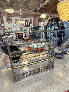 Vintage Neoclassical Brass and Glass tag re with Greek Key Detail - 4366617