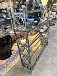 Vintage Neoclassical Brass and Glass tag re with Greek Key Detail - 4366620