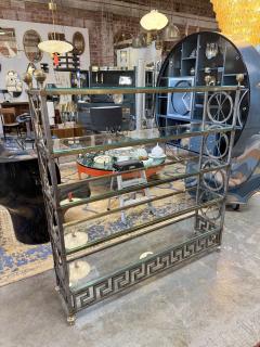 Vintage Neoclassical Brass and Glass tag re with Greek Key Detail - 4366621