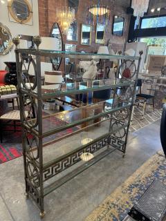 Vintage Neoclassical Brass and Glass tag re with Greek Key Detail - 4366623