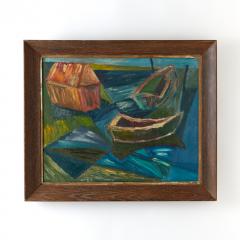 Vintage Oil Painting of Harbor Scene - 2682519