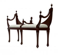 Vintage Old English Hepplewhite Style Courting Bench in Mahogany - 4367376