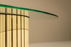 Vintage Oval Dining Table with Glass Top Italy 1970s - 4521324