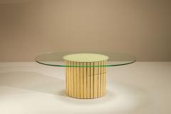 Vintage Oval Dining Table with Glass Top Italy 1970s - 4521325