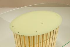 Vintage Oval Dining Table with Glass Top Italy 1970s - 4521327