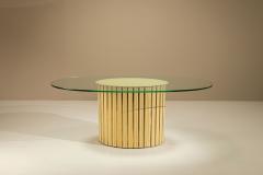 Vintage Oval Dining Table with Glass Top Italy 1970s - 4521367