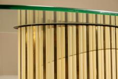 Vintage Oval Dining Table with Glass Top Italy 1970s - 4521378