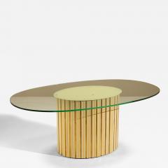 Vintage Oval Dining Table with Glass Top Italy 1970s - 4545858