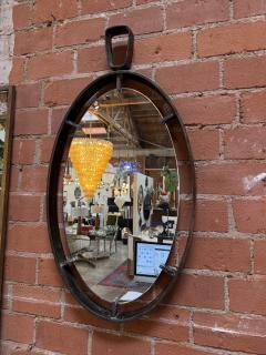 Vintage Oval Iron Frame Wall Mirror with Hanging Loop - 4577021