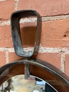 Vintage Oval Iron Frame Wall Mirror with Hanging Loop - 4577022
