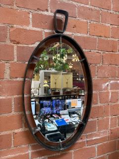 Vintage Oval Iron Frame Wall Mirror with Hanging Loop - 4577023