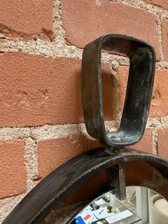 Vintage Oval Iron Frame Wall Mirror with Hanging Loop - 4577024