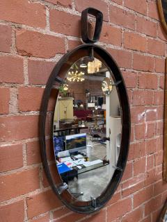 Vintage Oval Iron Frame Wall Mirror with Hanging Loop - 4577028