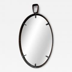 Vintage Oval Iron Frame Wall Mirror with Hanging Loop - 4578780