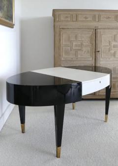 Vintage Oval Lacquered Vanity Dressing Table or Desk with a Leather Panel - 3507732