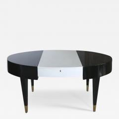 Vintage Oval Lacquered Vanity Dressing Table or Desk with a Leather Panel - 3527529