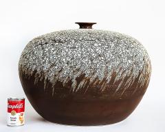 Vintage Overscale Organic Raku Studio Pottery Vase with Textures 1980s - 4571893