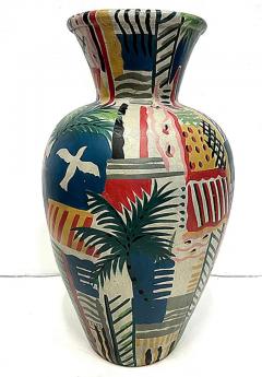 Vintage Overscale Terracotta Floor Vase Hand painted after Matisse - 4045353