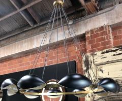 Vintage Oversize Round Brass Chandelier with 8 Lights Italy 1960s - 889866