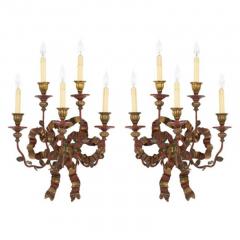 Vintage Painted Giltwood Bow Sconces A Pair - 2052365