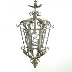 Vintage Painted Wrought Iron Lantern 1920s - 3606482