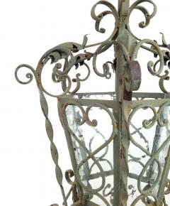 Vintage Painted Wrought Iron Lantern 1920s - 3606483