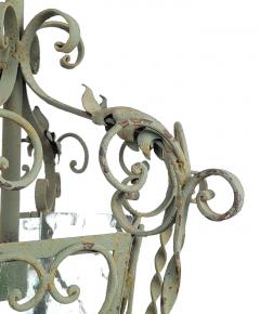 Vintage Painted Wrought Iron Lantern 1920s - 3606485