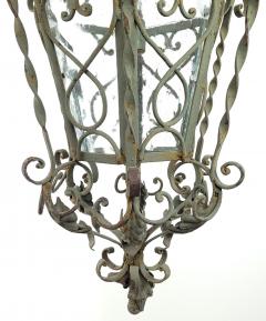 Vintage Painted Wrought Iron Lantern 1920s - 3606486