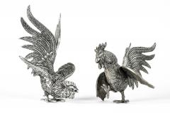 Vintage Pair English Silver Plated Roosters Table Decoration - 297910