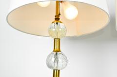 Vintage Pair Glass Brass Table Lamps - 399091